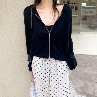 Loose-fit Cropped Zip-up Hoodie