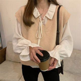 Bow Detail Blouse / Sweater Vest