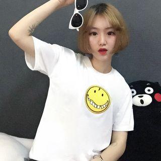 Embroidered Smiley Short-sleeve T-shirt