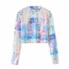 Long-sleeve Cropped Tie-dye T-shirt