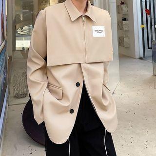 Set: Plain Blazer + Zip-up Shawl