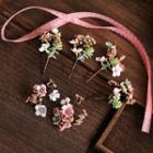 Wedding Set: Flower Branches Hair Stick + Dangle Earring + Hair Tie Set Of 1 - 1 Pair - Clip On Earring - As Shown In Figure - One Size