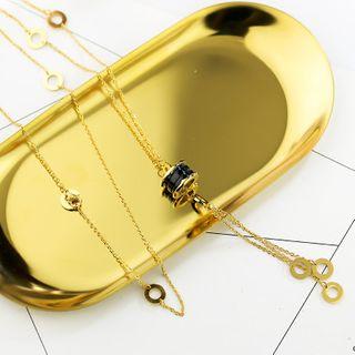 Layered Hoop Necklace Golden Yellow - One Size