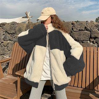 Stand-collar Zip Fleece Coat