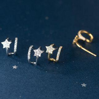 Star Rhinestone Layered Sterling Silver Earring