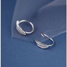 S925 Silver Feather Hoop Earring Silver - 1 Pair - One Size