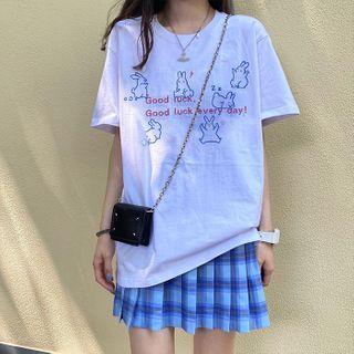 Shorts-sleeve Printed T-shirt White - One Size