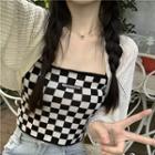 Checkerboard Tube Top / Long-sleeve Shrug