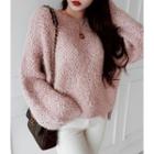Balloon-sleeve Pastel Furry Sweater