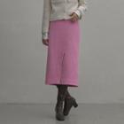 Slit-front Long Tweed Skirt