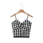 Argyle Print Knotted Knit Camisole Top