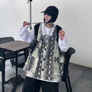 Snake Print Vest As Shown In Figure - One Size