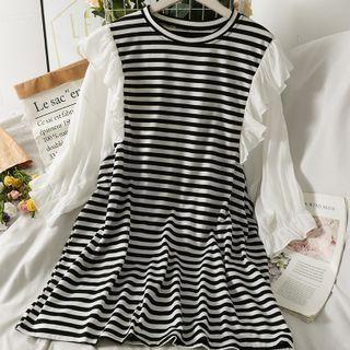 Colorblock Ruffled-trim Mini Dress