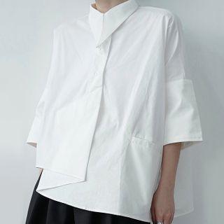 Asymmetric Oversize Elbow-sleeve Blouse