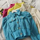 Corduroy Puff-sleeve Crop Jacket In 5 Colors