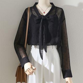 Long-sleeve Bow Chiffon Shirt