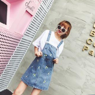 Floral Print Denim Pinafore