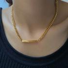 Stainless Steel Bar Pendant Necklace E58 - Gold - One Size
