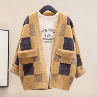 Plaid Cardigan Yellow - One Size