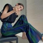 Sleeveless Padded-shoulder Top / Boot-cut Pants