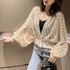 Dotted V-neck Chiffon Jacket