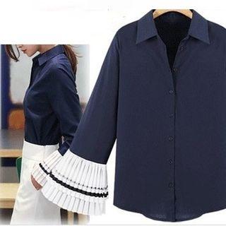 Accordion Bell-sleeve Blouse
