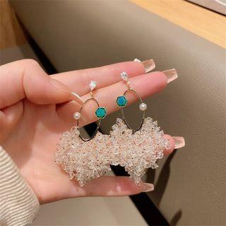 Faux Crystal Fringed Earring 1 Pair - Crystal Tassel - White - One Size