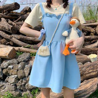 Plain Short-sleeve T-shirt / Mini Pinafore Dress