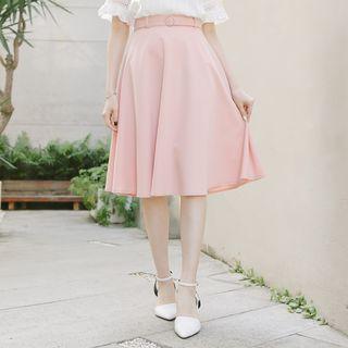 Ring Accent Belt A-line Skirt