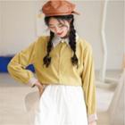 Two Tone Button-up Oversize Shirt Lemon Yellow - One Size