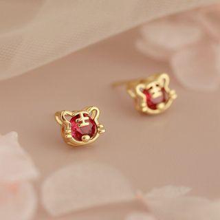 Tiger Faux Gemstone Sterling Silver Earring