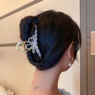 Faux Pearl Bow Hair Claw White - One Size