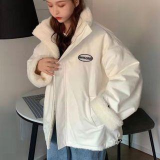 Lettering Reversible Zip-up Jacket