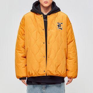 Cat Print Padded Baseball Jacket