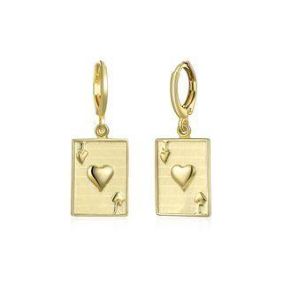 Fashion Simple Plated Gold Poker J Earrings Golden - One Size