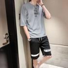 Set: Short-sleeve Letter Print T-shirt + Shorts