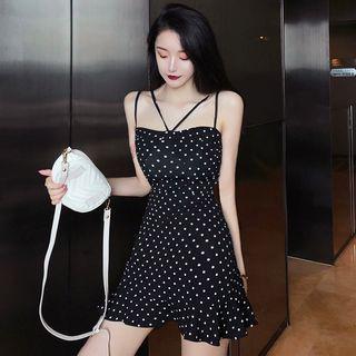 Dotted Spaghetti Strap Mini A-line Dress