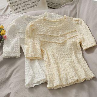Embossed Short-sleeve Crop Top