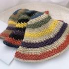 Striped Woven Buckled Hat