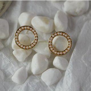 Faux Pearl Circle Stud Earring