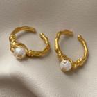 Faux Pearl Open Ring E240 - Gold - One Size