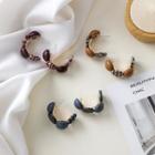 Fabric Bead Open Hoop Earring