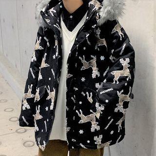 Deer Print Hooded Coat