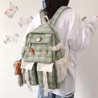 Letter Embroidered Plaid Backpack