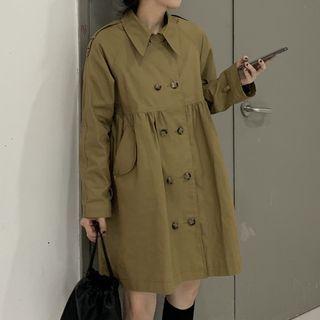 Peter Pan Collar Loose-fit Cardigan Khaki - One Size