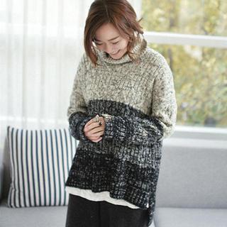 Mock-neck Contrast-trim Sweater