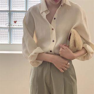 Long Sleeve Plain Shirt Yellow - One Size