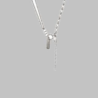 Faux Pearl Pendant Alloy Choker Silver - One Size