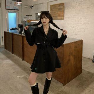 Cropped Blazer / Plain Camisole / A-line Skirt