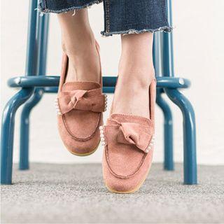 Bow-detail Faux-pearl Loafers